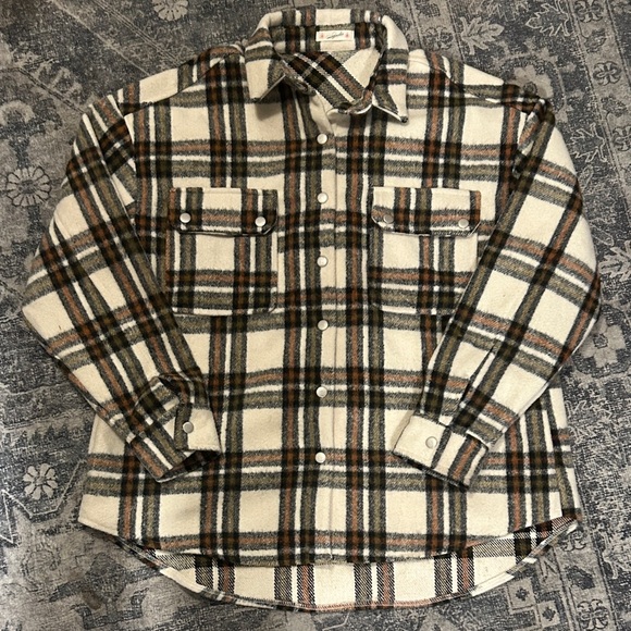 Magnolia Plaid Flannel in Black, Brown, and Cream shacket - Picture 1 of 4